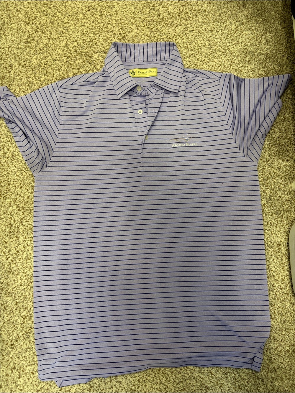 Donald Ross Lavender Striped Polo Arcadia Bluffs